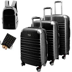 Travel Joy Hardside Luggage Set Hardside Spinner Luggage Hard Shell Plastic Luggage Set (20̸ ...