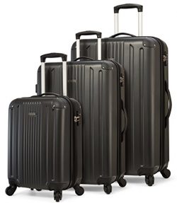 TravelCross Milano Luggage 3 Piece Lightweight Spinner Set (Black)