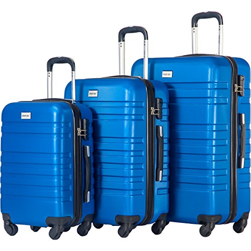 Merax Luggage Set 3 Piece Lightweight Spinner Suitcase (Blue ...