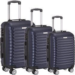 Luggage Set 3 Piece ABS Trolley Suitcase Spinner Hardshell Lightweight Suitcases TSA (navy)