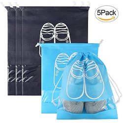 SANTIAOTUI 5 Pcs Shoe Bags Dust-proof Portable Drawstring Travel Shoe Storage Bags