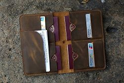 Personalized distressed leather family passport holder case organizer / Leather family 4 passpor ...