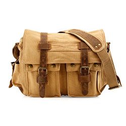 GEARONIC Men’s Messenger Bag 15″ Laptop Satchel Vintage Rucksack Shoulder Leather Cr ...