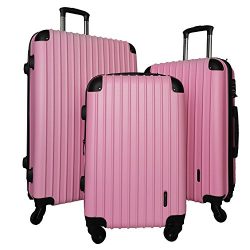 3 PC Luggage Set Durable Lightweight Spinner Suitecase LUG3 9018 PINK