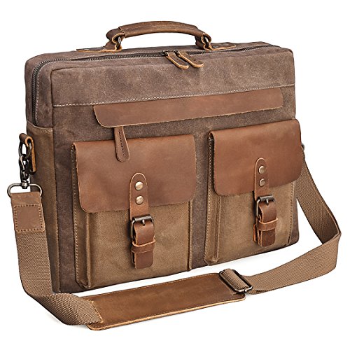Mens Messenger Bag 15.6 Inch Vintage Genuine Leather Briefcase ...