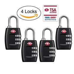 TSA Luggage Locks (4Pack) – 3 Digit Combination Padlocks – Approved Travel Lock for  ...