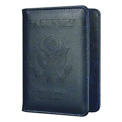 Passport Holder Travel Cover Case – HOTCOOL Leather RFID Blocking Wallet For Passport, Nav ...