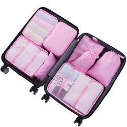 8 Set Packing Cubes – Compression Travel Storage Luggage Organizer Bags for Women Travel S ...