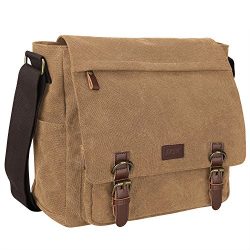 S-ZONE Vintage Canvas Laptop Messenger Bag School Shoulder Bag for 13.3-15inch Laptop Business B ...