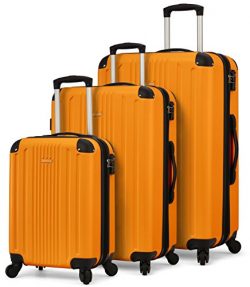 TravelCross Milano Luggage 3 Piece Lightweight Spinner Set (Orange)