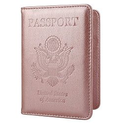 Passport Holder Travel Wallet – HOTCOOL Leather RFID Blocking Cover Case For Passport, Ros ...