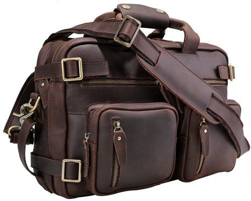 Laptop Messenger Bag For Men Iswee Leather Briefcase Convertible Travel ...
