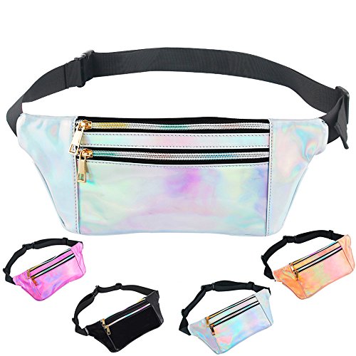 iAbler Holographic Fanny Pack for Women and Men Metallic 80s Waterproof ...