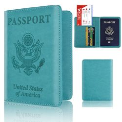 Nacome Passport Holder Travel Cover Case, Leather RFID Blocking Wallet For Passport (C)