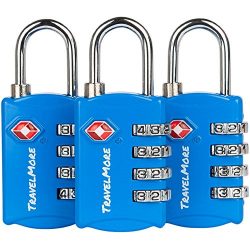 3 Pack TSA Luggage Locks with 4 Digit Combination – Heavy Duty Set Your Own Padlocks for Travel, ...