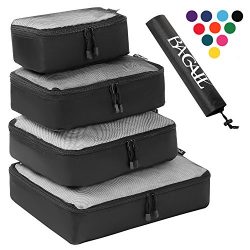 4 Set Packing Cubes,Travel Luggage Packing Organizers with Laundry Bag Black Net