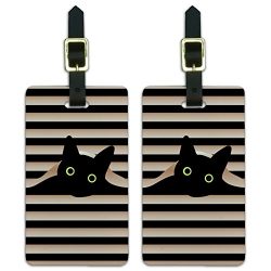 Black Cat In Window Luggage ID Tags Suitcase Carry-On Cards – Set of 2