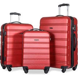 Merax Travel House Luggage Expandable Spinner Set, Red, 3 Piece