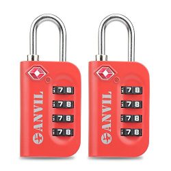 Anvil TSA Luggage Locks – 4 Digit Combination Steel Padlocks – Approved Travel Lock  ...