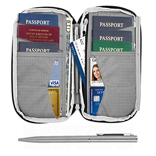 t2 family rfid passport travel wallet (grey)