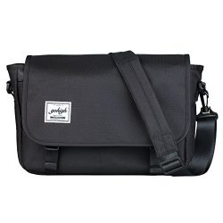 GOHIGH Vintage Canvas Messenger Bag Casual Shoulder Bag Waterproof School Bag/Black