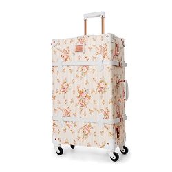 UNIWALKER Travel Floral Suitcases Vintage Cute Luggage for Women (24″)