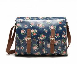 Kenox Vintage Women Laminated Canvas Messenger Bag Mori Girl Crossbody Satchel Bag Floral Waterp ...