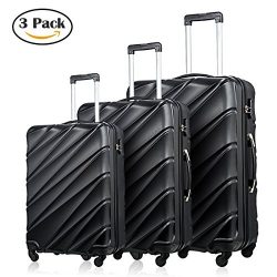 Luggage Set 3 Piece Lightweight Travel Luggage Hardshell Suitcase Rolling Trolley Spinner Luggag ...