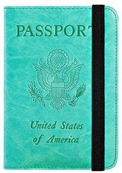 Passport Holder Case,PASCACOO Cover RFID Blocking Leather Wallet Travel Document Holder Id Card  ...