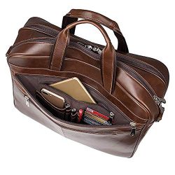 Augus Business Travel Briefcase Genuine Leather Duffel Bags for Men Laptop Bag fits 15.6 inches  ...