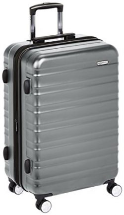 AmazonBasics Premium Hardside Spinner Luggage with Built-In TSA Lock – 24-Inch, Grey