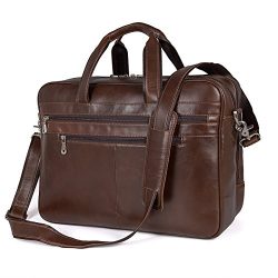 Augus Business Travel Brifecase Genuine Leather Duffel Bags for Men Laptop Bag fits 15.6 inches  ...