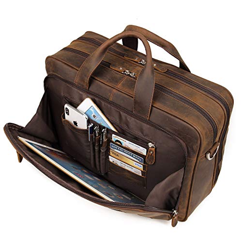 Augus Business Travel Briefcase Genuine Leather Duffel Bags for Men ...