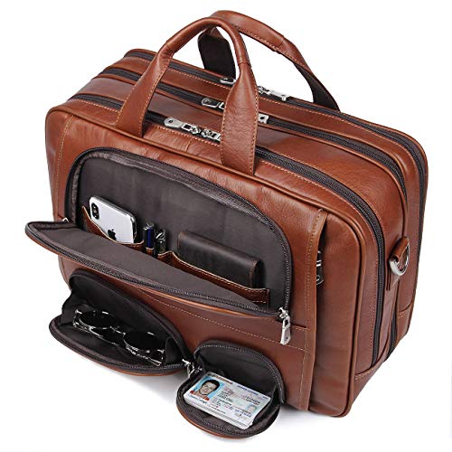 Augus Business Travel Briefcase Genuine Leather Duffel Bags for Men ...