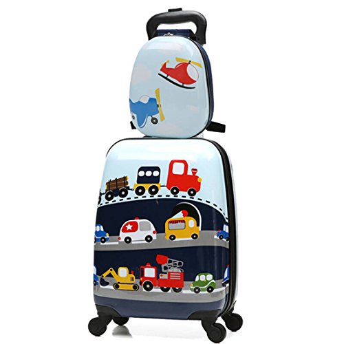 WCK Cartoon Kids Carry on Luggage Set Upright Rolling Wheels Travel ...