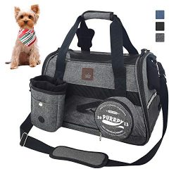 Premium Pet Carrier Dog Carrier Cat Carrier with Bowl and Dog Training Pouch， Travel Pet Carrie ...