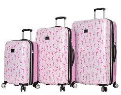 Betsey Johnson Luggage Hardside 3 Piece Set Suitcase With Spinner Wheels (20″ 26″ 30 ...