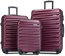 Romatlink Luggage 3 Piece Set Suitcase Spinner Hardshell Lightweight 3 Piece Set, Anti-Scratch L ...